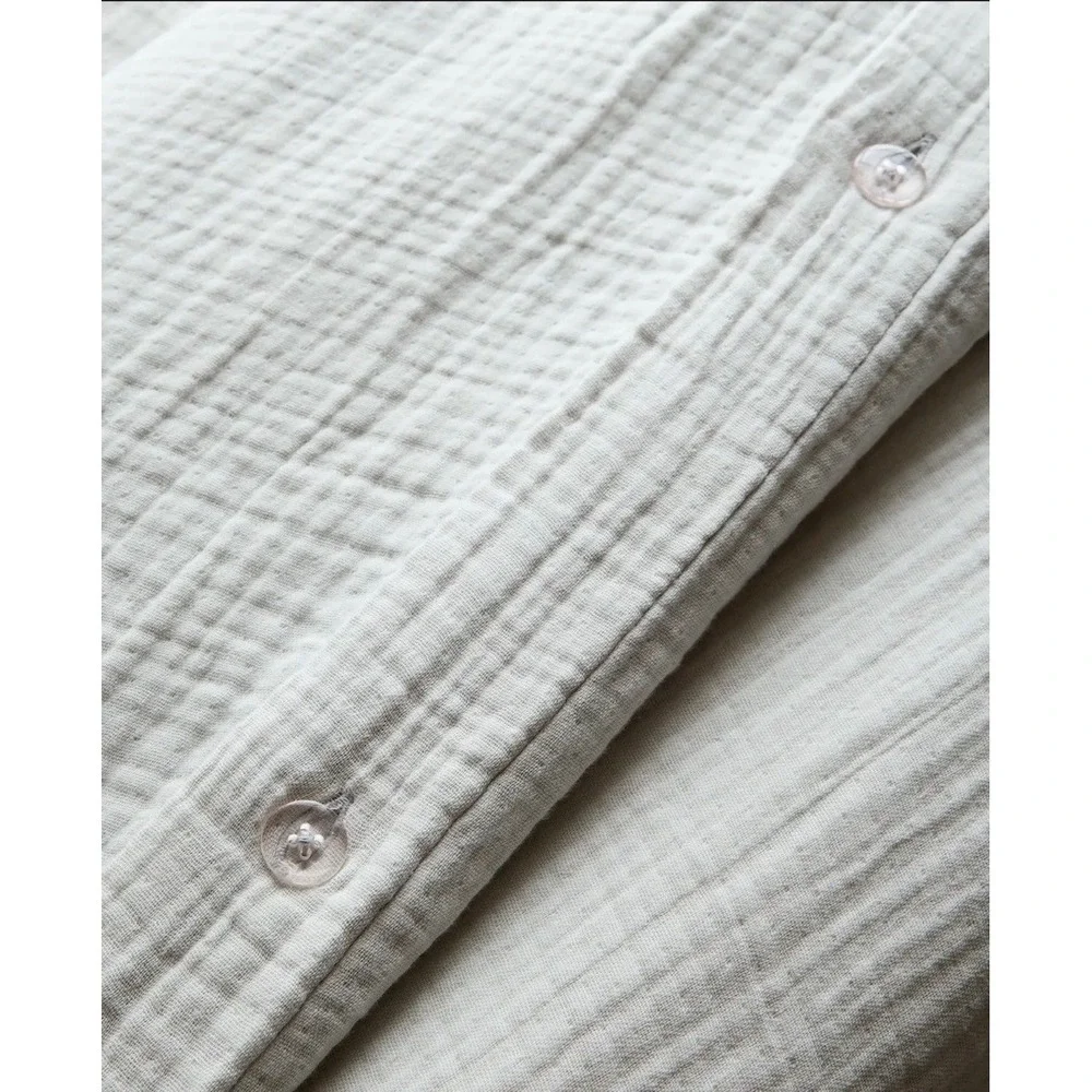 Quince Organic Cotton Airy Gauzy Duvet Cover Set Mist Twin‎ with Standard Sham